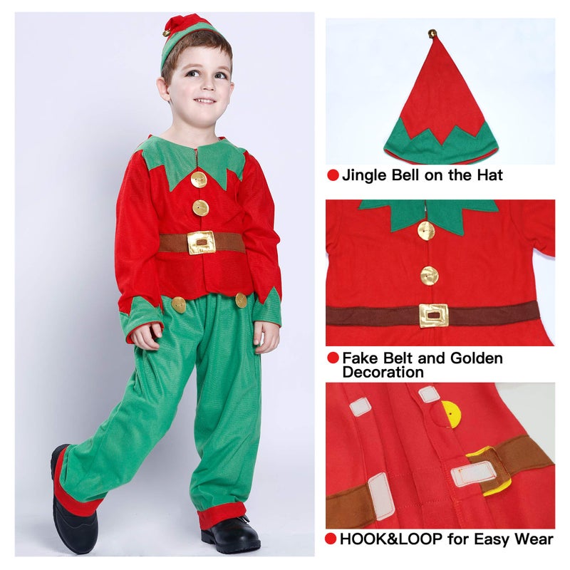 EraSpooky Elf Costume for Kids Boys Christmas Children's Costumes Outfit Set Santa Elf Costume Dress Up Funny Cosplay Party - Image 4